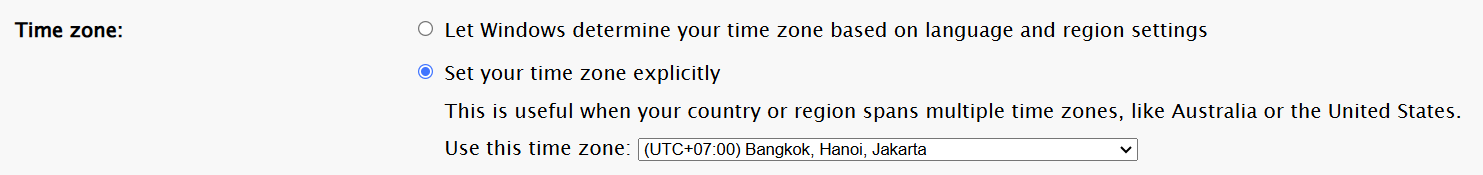 Time Zone Settings
