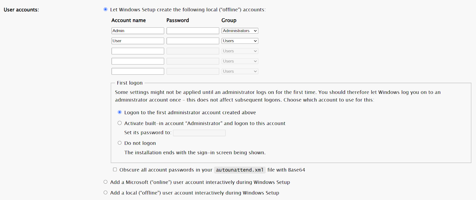 User Accounts